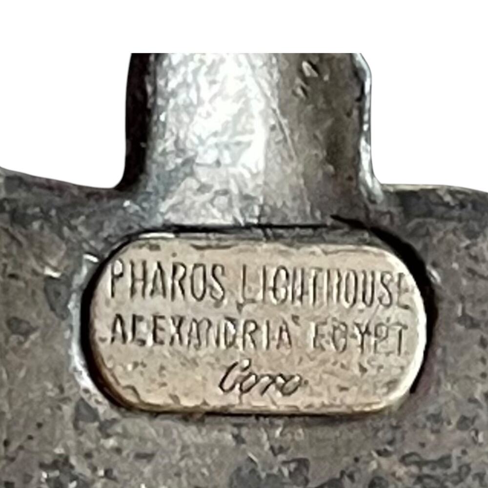 Vintage CORO Pharos Lighthouse Alexandria Egypt Brooch Pin Seven Wonders Signed - Picture 3 of 7